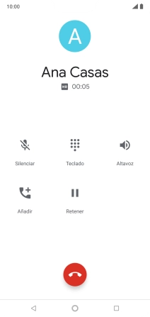 Pulsa el icono de finalizar llamada.