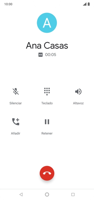 Pulsa el icono de finalizar llamada.