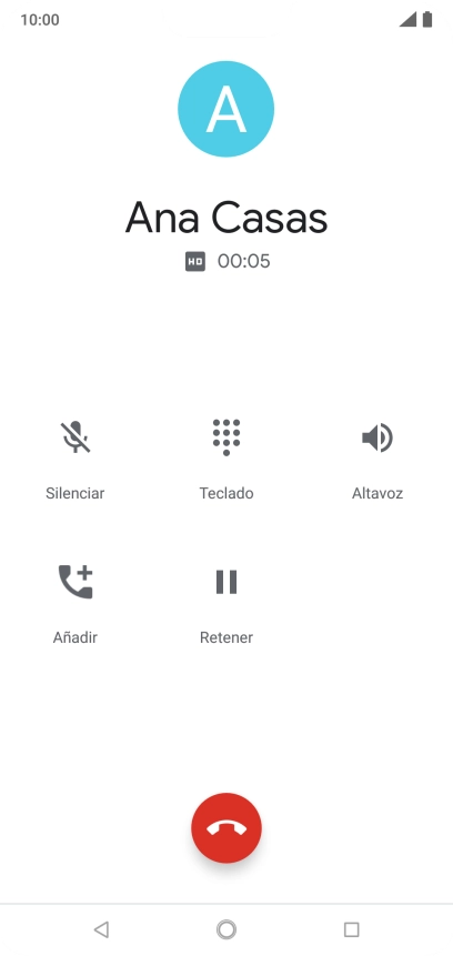 Pulsa el icono de finalizar llamada.