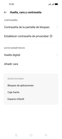 Pulsa Huella digital e introduce el código de seguridad extra que has creado anteriormente.