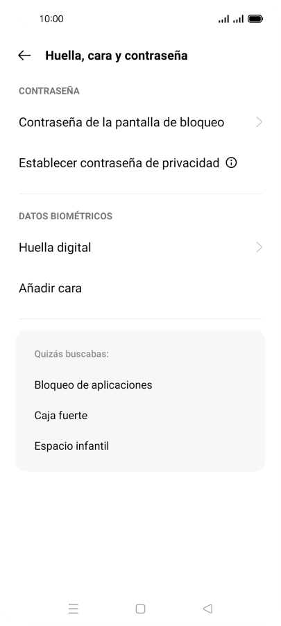 Pulsa Huella digital e introduce el código de seguridad extra que has creado anteriormente.