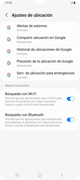 Pulsa Precisión de la ubicación de Google.