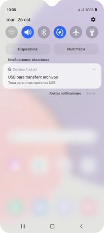 Pulsa Toca para otras opciones USB..