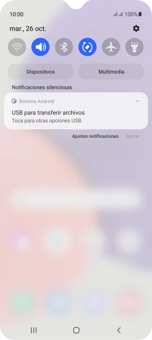Pulsa Toca para otras opciones USB..
