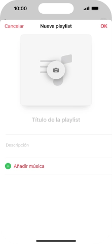 Pulsa en el campo de escritura e introduce el nombre de la lista de reproducción.