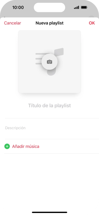 Pulsa en el campo de escritura e introduce el nombre de la lista de reproducción.