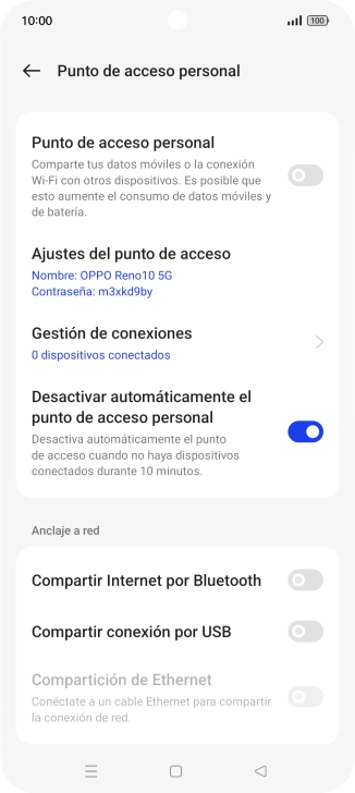 Pulsa Ajustes del punto de acceso.