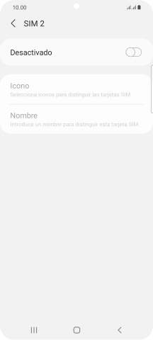 Pulsa el indicador para activar o desactivar el uso de la tarjeta SIM.