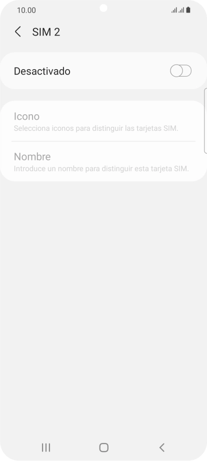 Pulsa el indicador para activar o desactivar el uso de la tarjeta SIM.