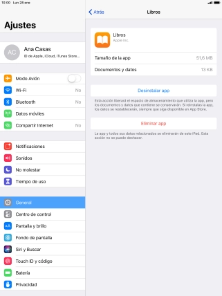 Pulsa Desinstalar app.