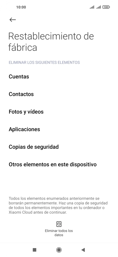 Pulsa Eliminar todos los datos.