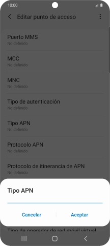 Introduce default y pulsa Aceptar.