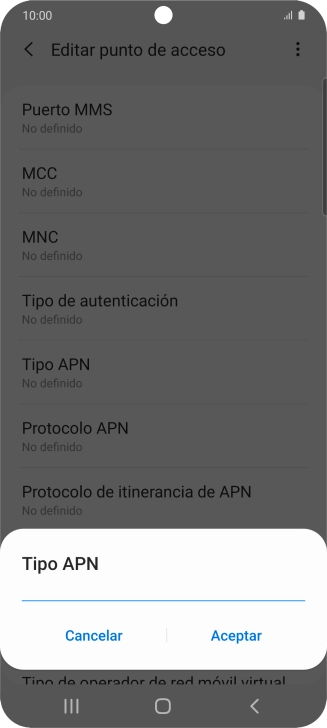 Introduce default y pulsa Aceptar.