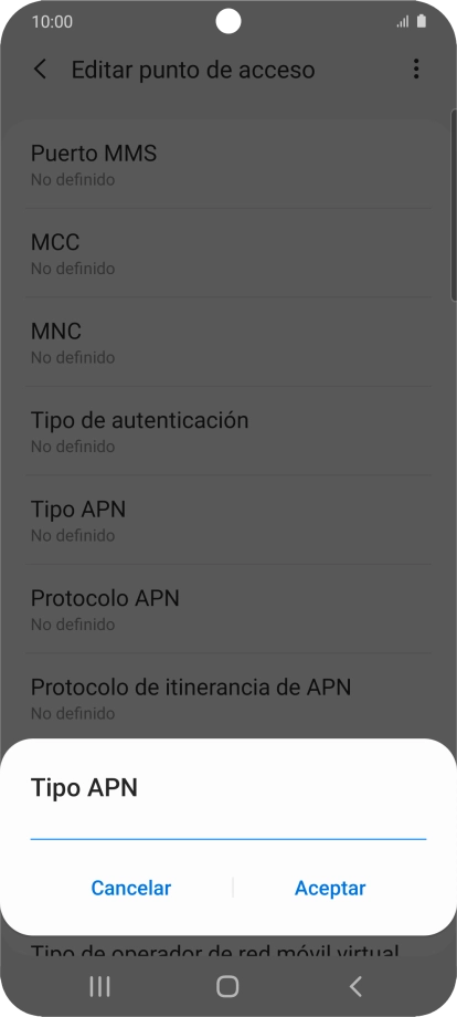 Introduce default y pulsa Aceptar.