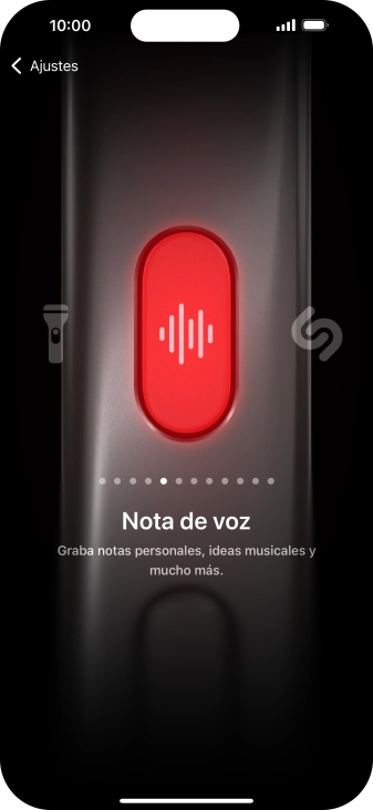 Desliza el dedo hacia la derecha o hacia la izquierda por la pantalla para seleccionar la función deseada.