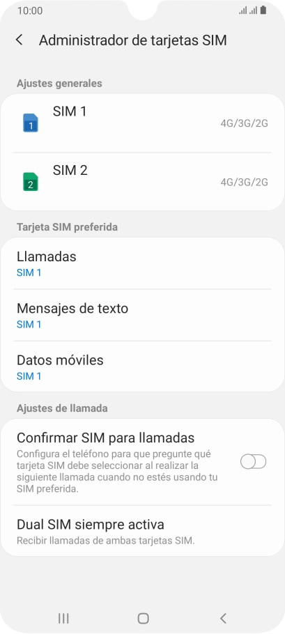 Pulsa la tarjeta SIM deseada.