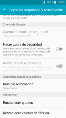 Pulsa Restablecer valores de fábrica.