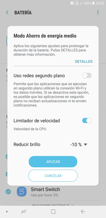 Pulsa APLICAR para activar la función.