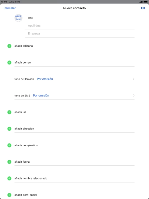 Pulsa Apellidos e introduce el apellido.