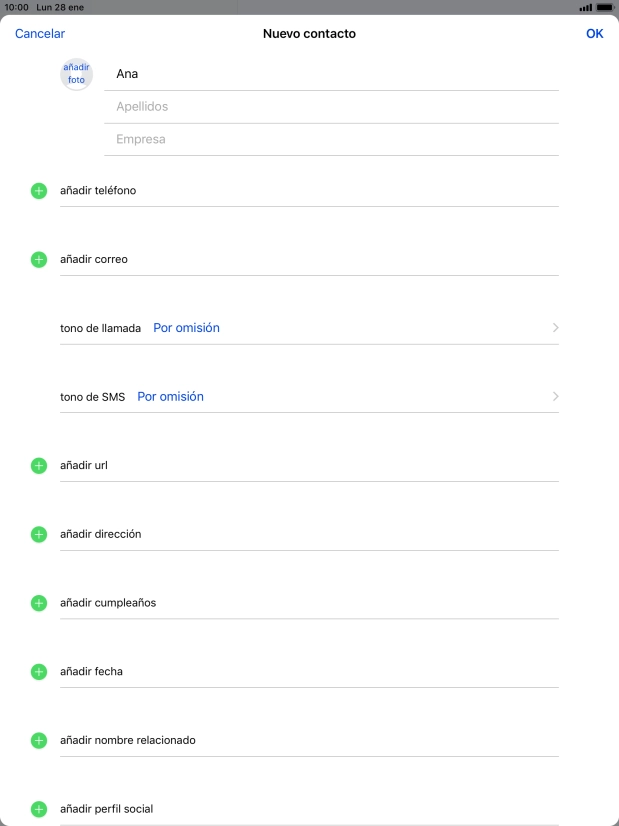 Pulsa Apellidos e introduce el apellido.