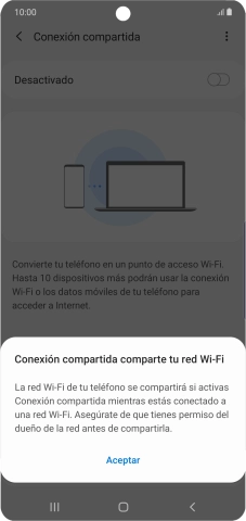 Si la función de wifi está activada, pulsa Aceptar.