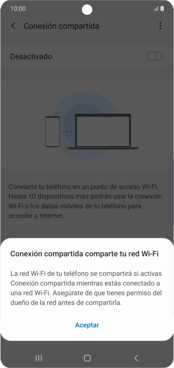 Si la función de wifi está activada, pulsa Aceptar.