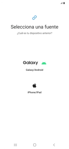 Pulsa el ajuste deseado y sigue las instrucciones de la pantalla para transferir el contenido del otro teléfono.