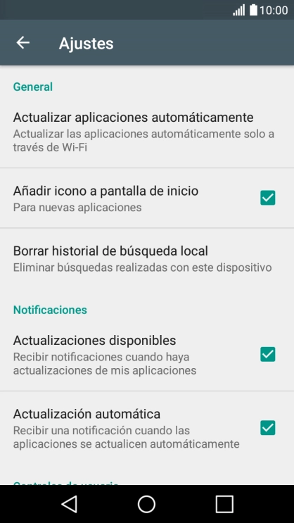 Pulsa Actualizar aplicaciones automáticamente.