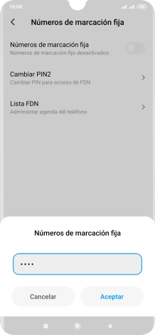 Introduce el código PIN2 y pulsa Aceptar.