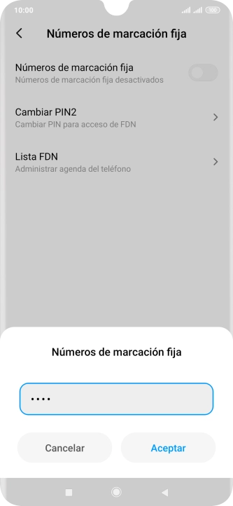 Introduce el código PIN2 y pulsa Aceptar.