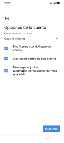 Si aparece en la pantalla esta imagen, tu cuenta de correo electrónico ha sido reconocida y configurada automáticamente. Sigue las indicaciones de la pantalla para introducir más información y terminar la configuración.