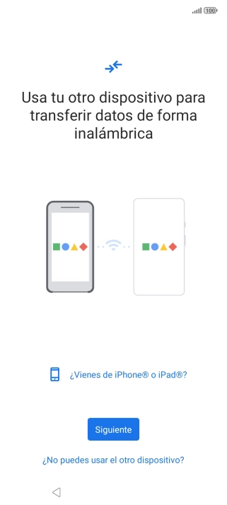 Sigue las indicaciones de la pantalla para transferir contenido desde otro teléfono.