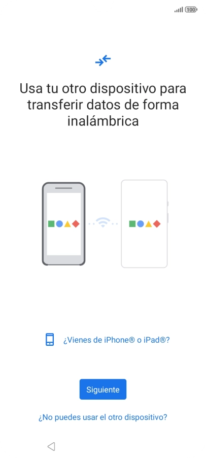 Sigue las indicaciones de la pantalla para transferir contenido desde otro teléfono.