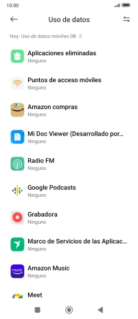 El consumo de datos por cada aplicación aparece bajo el nombre de la aplicación.