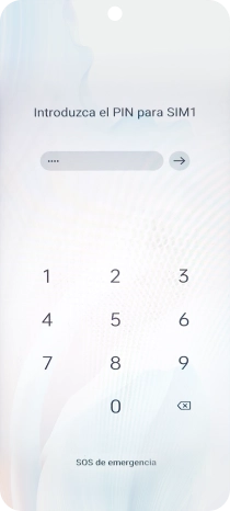 Si tu tarjeta SIM está bloqueada, introduce el código PIN y pulsa la flecha hacia la derecha.