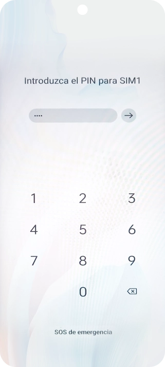 Si tu tarjeta SIM está bloqueada, introduce el código PIN y pulsa la flecha hacia la derecha.