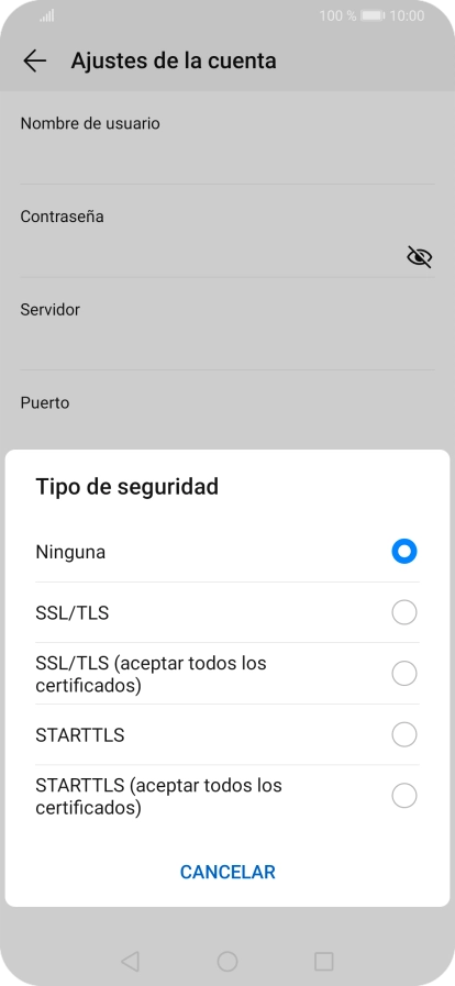Pulsa Ninguna para desactivar la función.