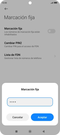Introduce el código PIN2 y pulsa Aceptar.