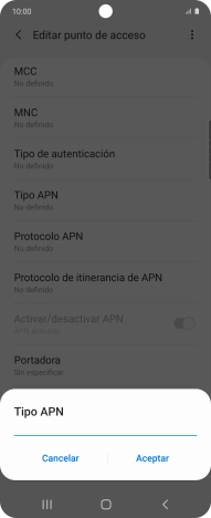 Introduce default y pulsa Aceptar.