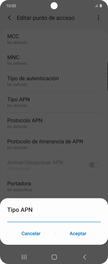 Introduce default y pulsa Aceptar.