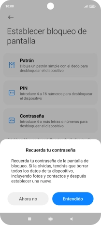 Pulsa Entendido y sigue las indicaciones de la pantalla para crear un código de seguridad del teléfono adicional.