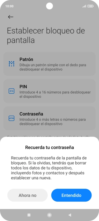 Pulsa Entendido y sigue las indicaciones de la pantalla para crear un código de seguridad del teléfono adicional.