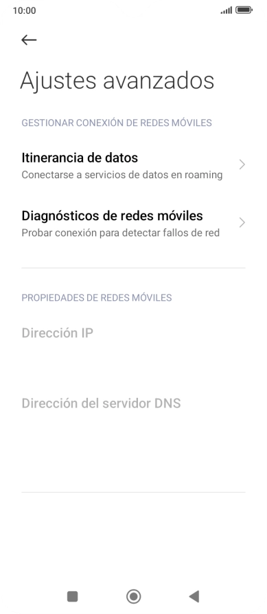 Pulsa Itinerancia de datos.