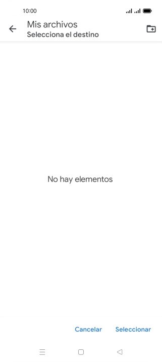 Si deseas crear una nueva carpeta, pulsa el icono de nueva carpeta y sigue las indicaciones de la pantalla para crearla.
