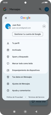 Pulsa Ajustes de Mensajes.