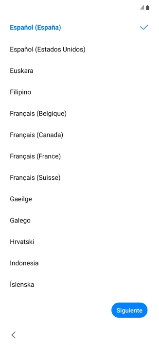 Pulsa el idioma deseado.