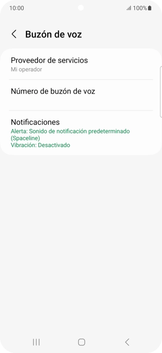 Pulsa Número de buzón de voz.