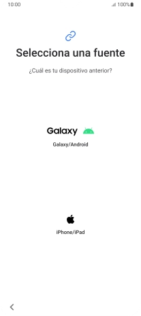 Pulsa el ajuste deseado y sigue las instrucciones de la pantalla para transferir el contenido del otro teléfono.