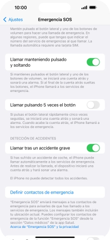 Pulsa Definir contactos de emergencia y sigue las indicaciones de la pantalla para insertar la información y tus contactos de emergencia.