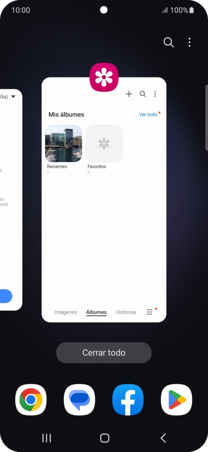 Para cerrar una sola aplicación en ejecución, desliza el dedo hacia arriba sobre la aplicación deseada.
